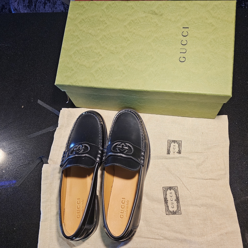 Brand New Mens Gucci Black Leather Loafers (Never Worn)